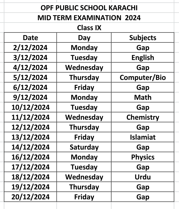 Mid Term exam 2024