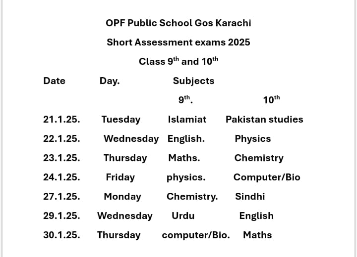 Short Assessment exam Jan 2025